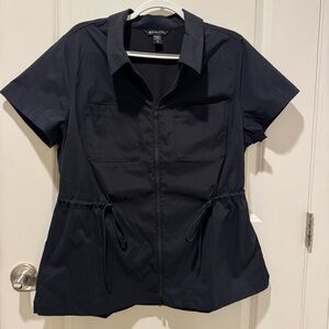 Athleta Black Short Sleeve zip up jacket size XL NWOT